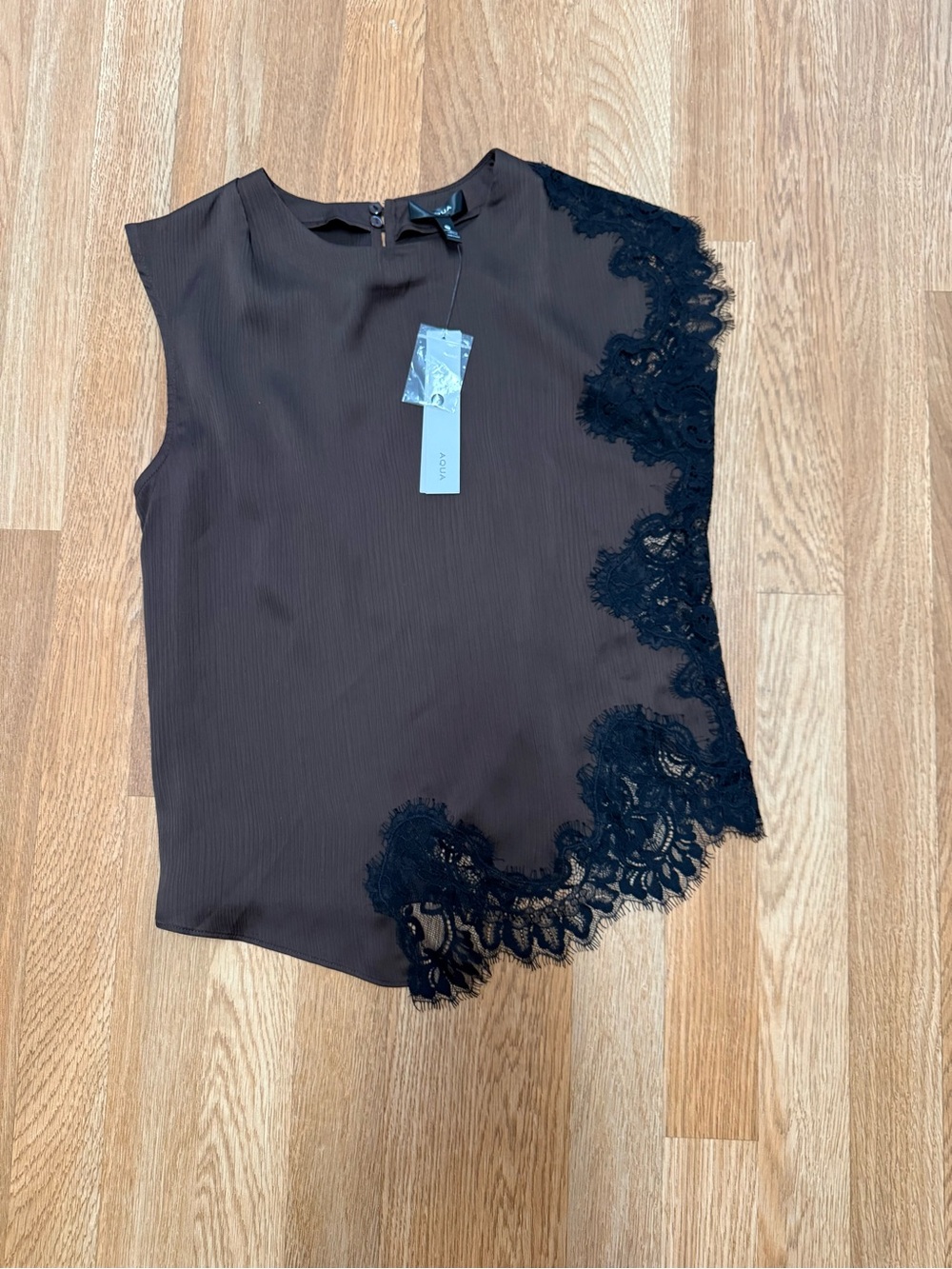 NWT Aqua Brown Sleeveless Lace-Trim Top-Medium & Skirt-Small set